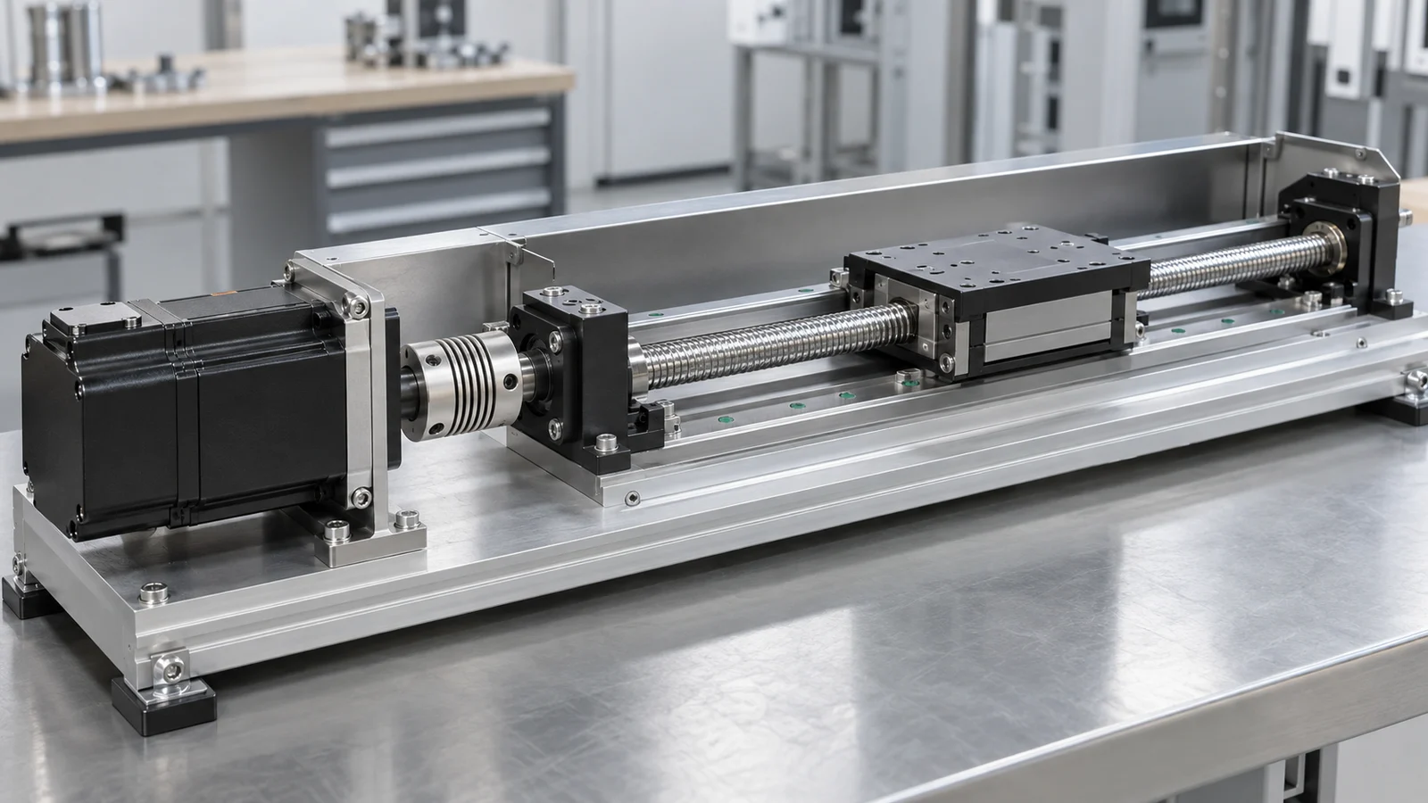 Servo motor driving a ball-screw linear axis